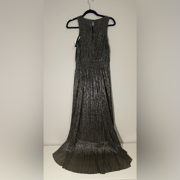 NWT Banana Republic Golden Metallic Maxi Dress High-Low Hem Crew Neck - Picture 5 of 7